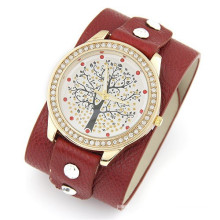 2015 Teenage New Fashion Wide Strap With Lucky Tree Leisure Genuine Leather Watch For Women